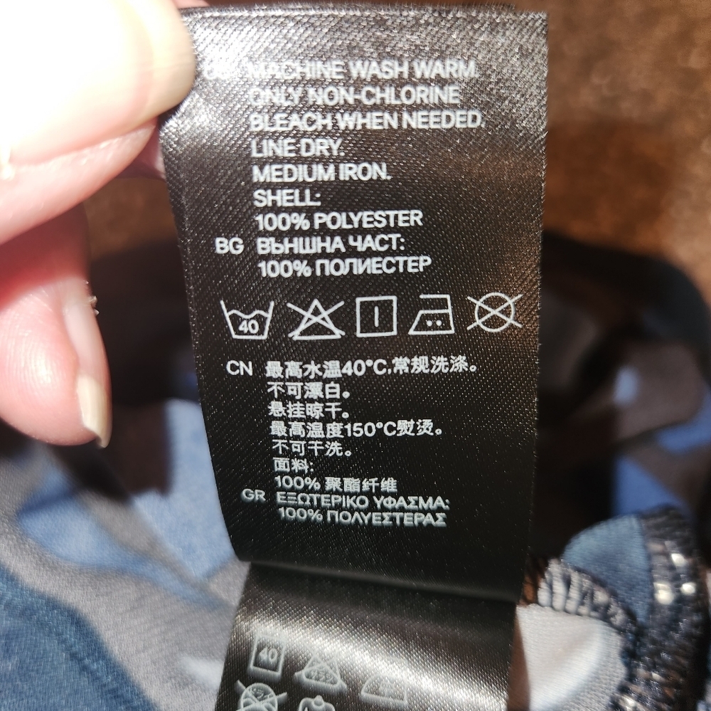 H&M Blue Floral Jumpsuit Size L Jersey Knit Sleeveless Low Back Keyhole Closure - Picture 13 of 16